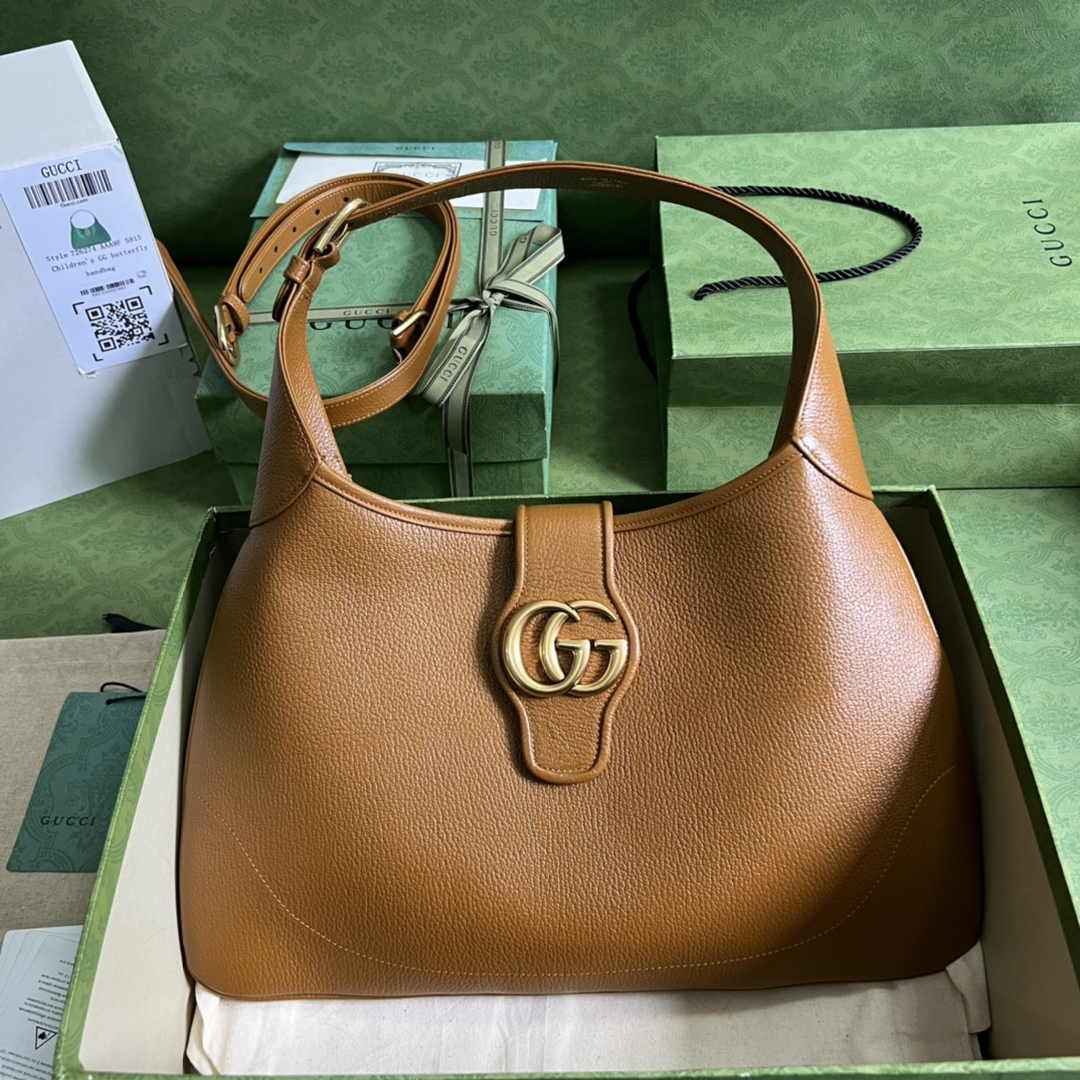 Gucci 726274 Aphrodite medium shoulder bag Tan soft leather