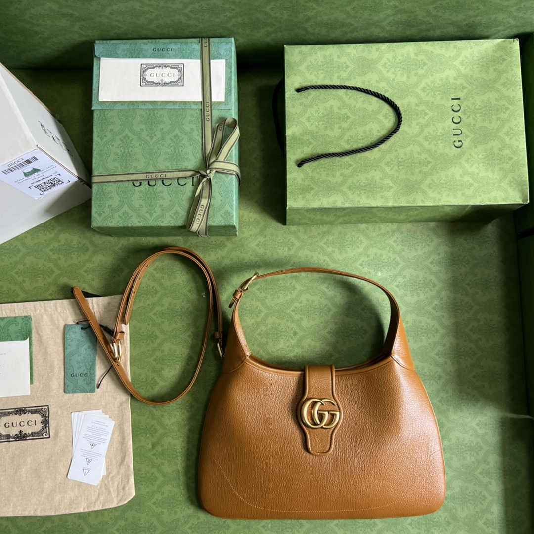 Gucci 726274 Aphrodite medium shoulder bag Tan soft leather