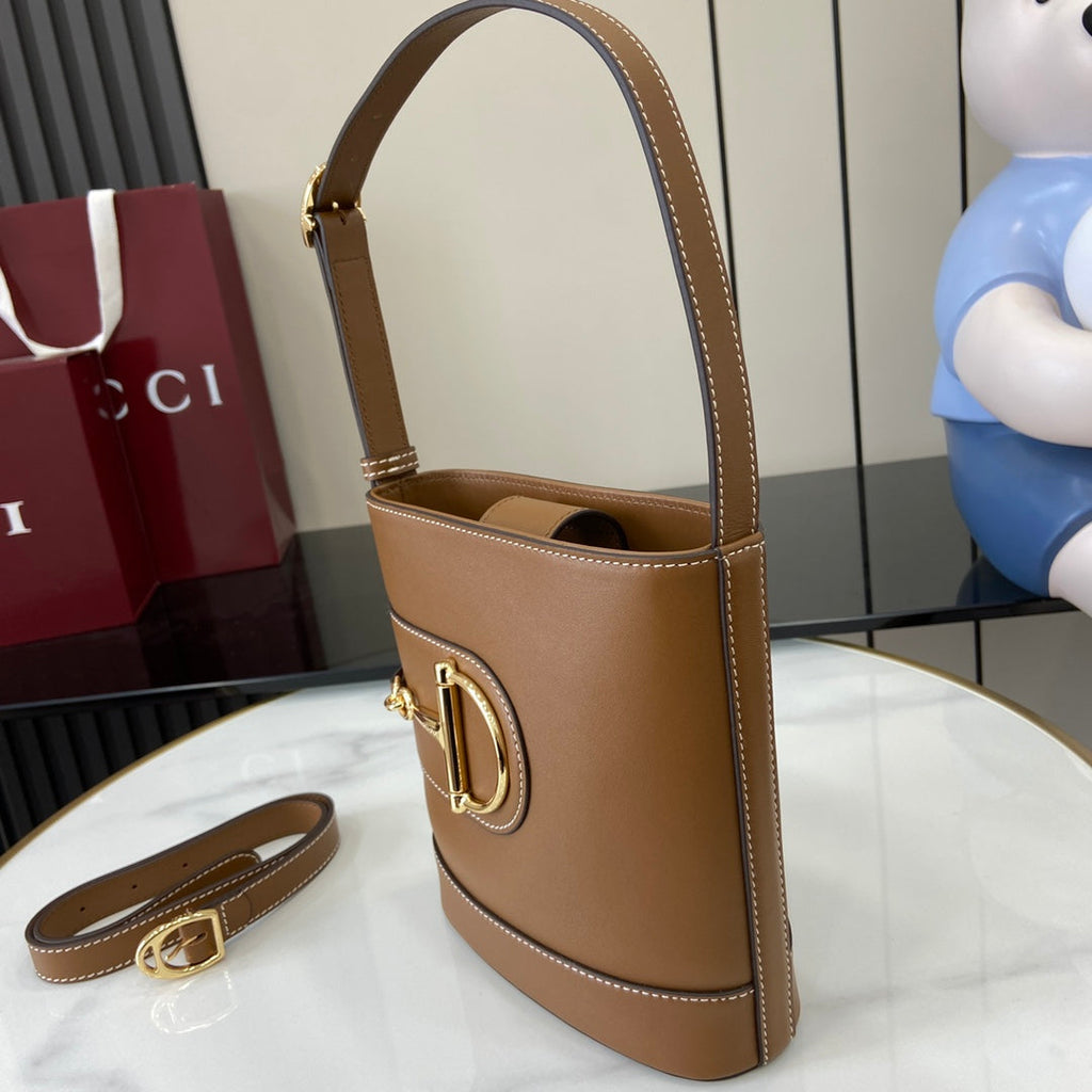 Gucci 73 mini bucket bag, 833665 in brown leather