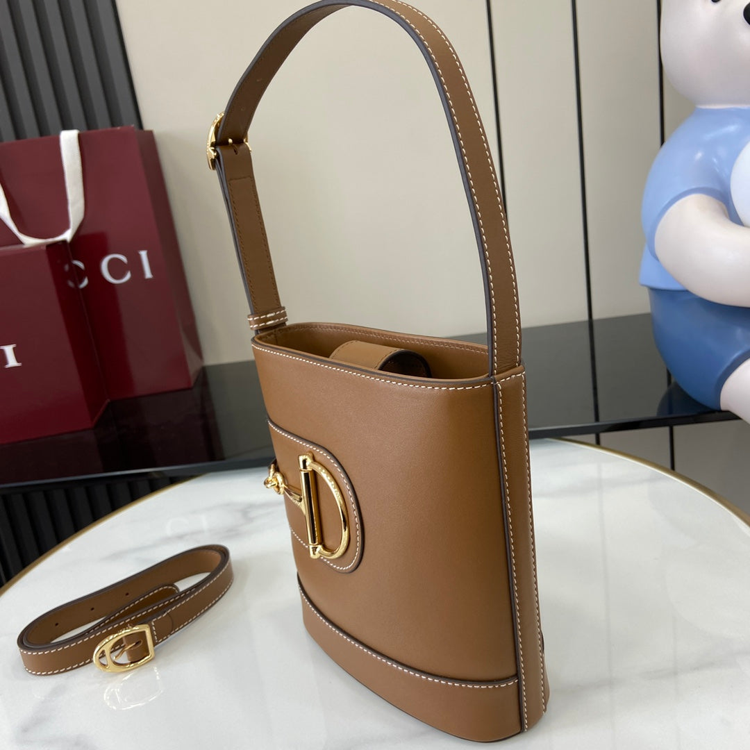 Gucci 73 mini bucket bag, 833665 in brown leather