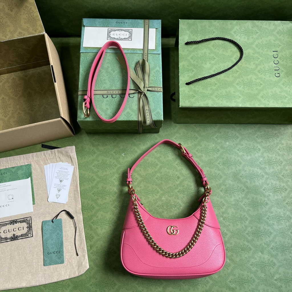 Gucci 731817 Aphrodite small shoulder bag in plum leather