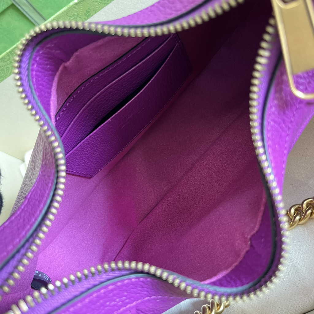 Gucci 731817 Aphrodite small shoulder bag in purple leather