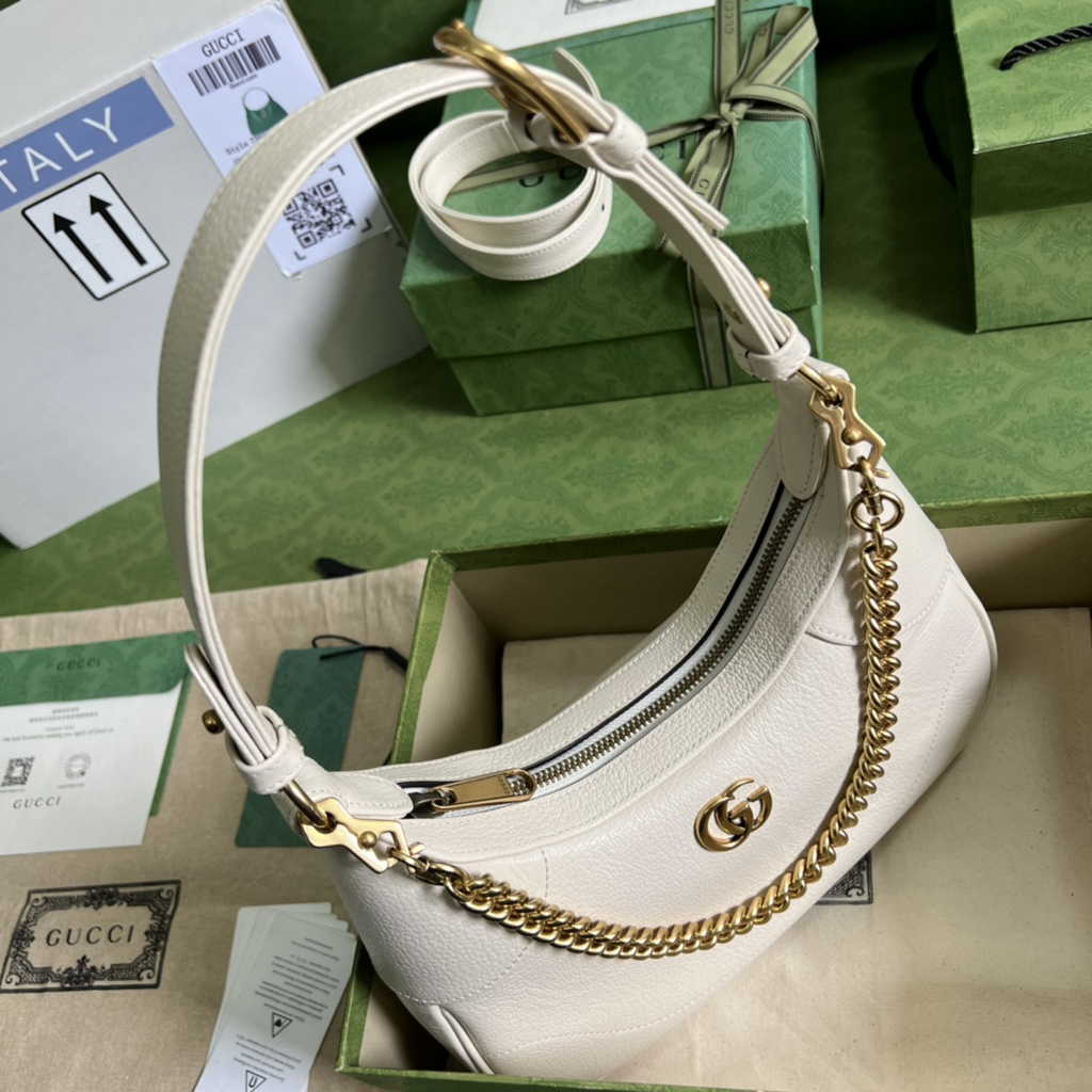 Gucci 731817 Aphrodite small shoulder bag in beige leather
