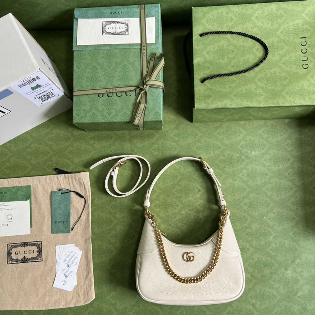 Gucci 731817 Aphrodite small shoulder bag in beige leather