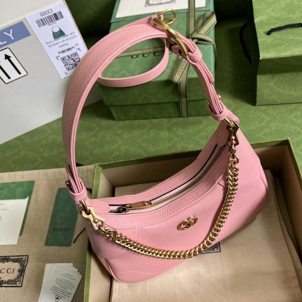 Gucci 731817 Aphrodite small shoulder bag in Pink leather