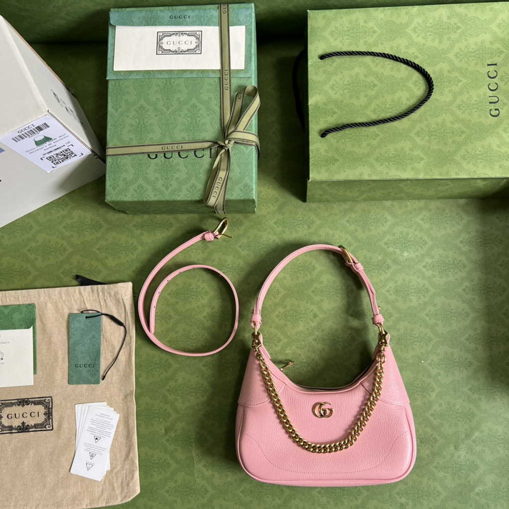 Gucci 731817 Aphrodite small shoulder bag in Pink leather