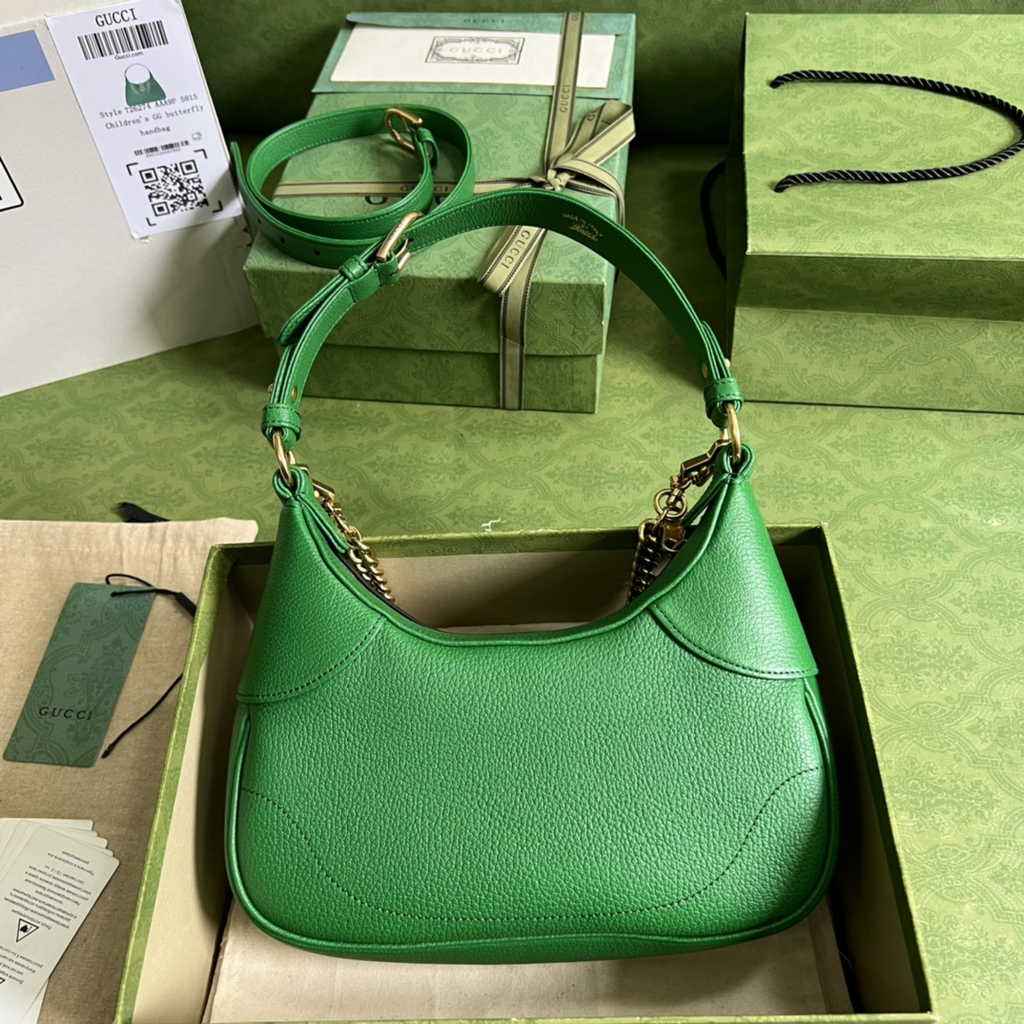 Gucci 731817 Aphrodite small shoulder bag in green leather