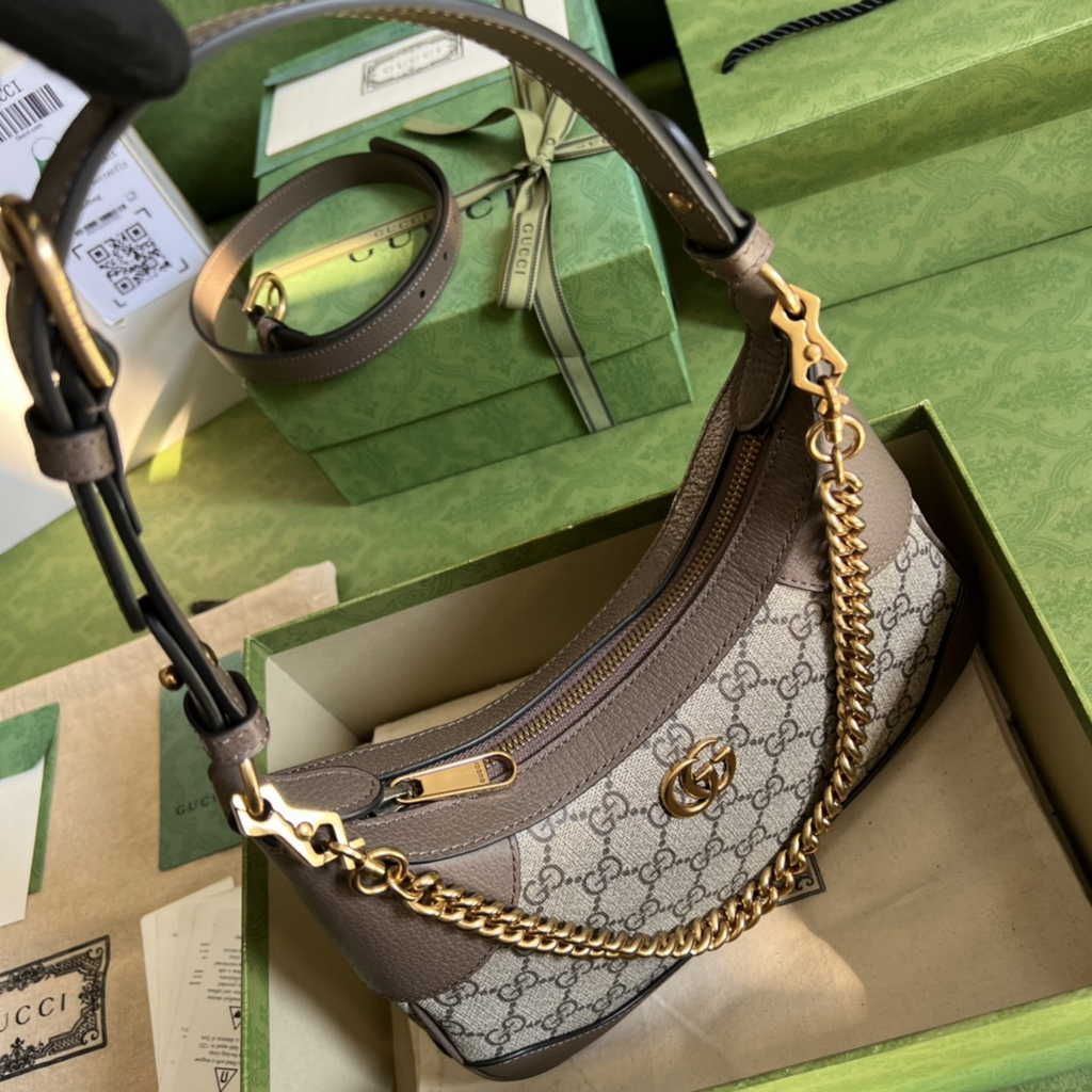 Gucci 731817 Aphrodite small shoulder bag in brown gg leather