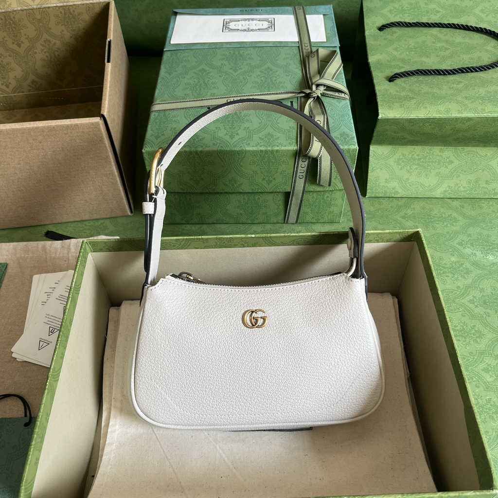 Gucci 739076 Aphrodite mini shoulder bag in beige leather