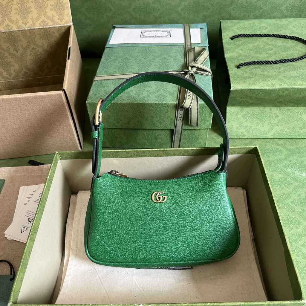 Gucci 739076 Aphrodite mini shoulder bag in green leather