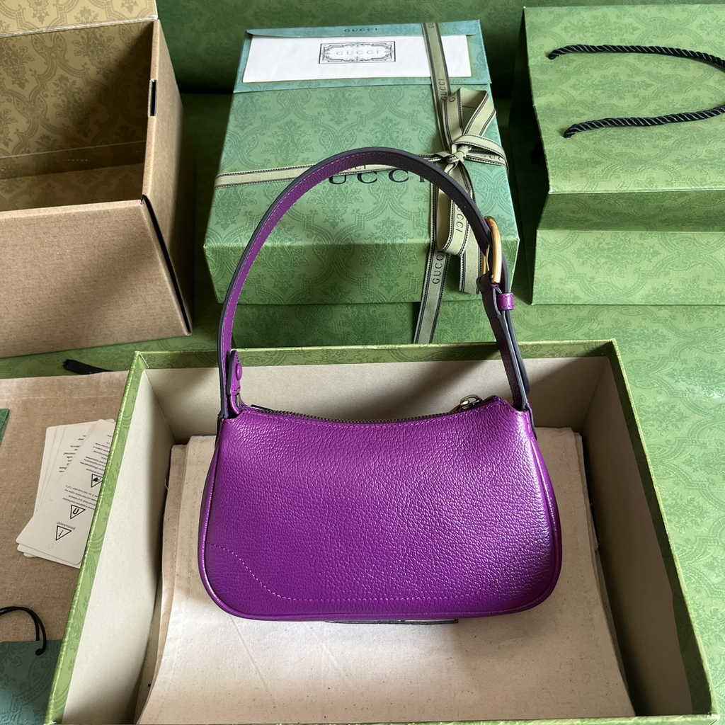 Gucci 739076 Aphrodite mini shoulder bag in purple leather