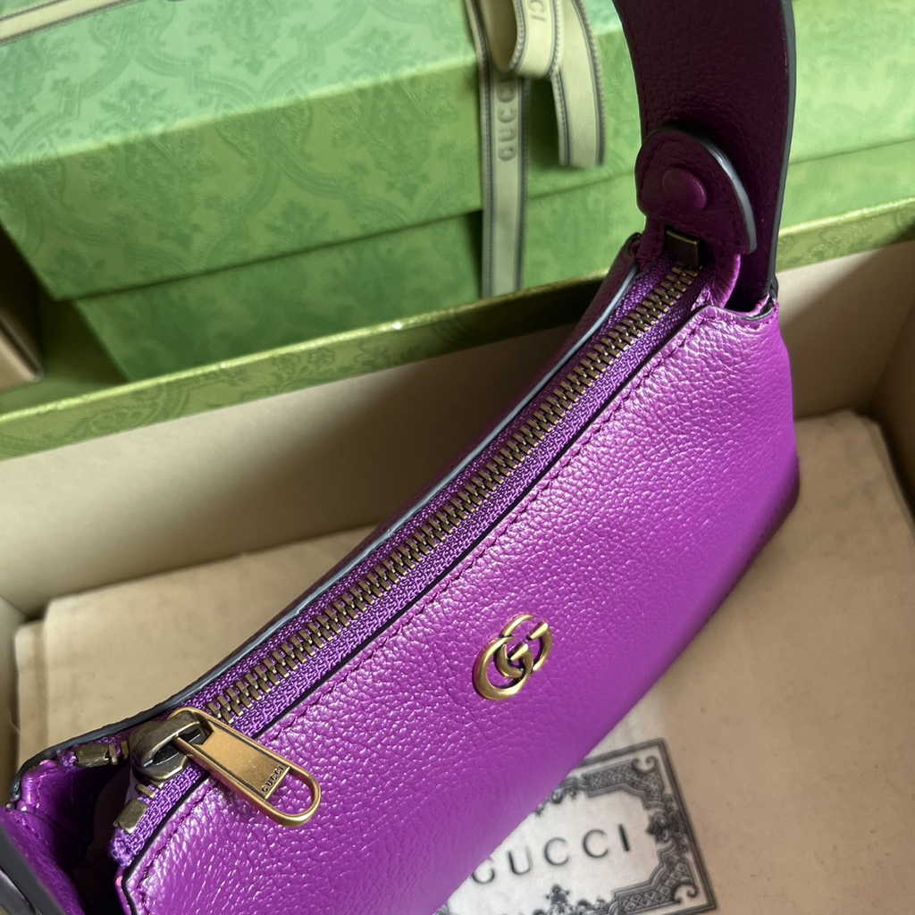 Gucci 739076 Aphrodite mini shoulder bag in purple leather
