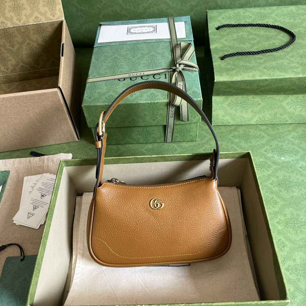 Gucci 739076 Aphrodite mini shoulder bag in brown leather