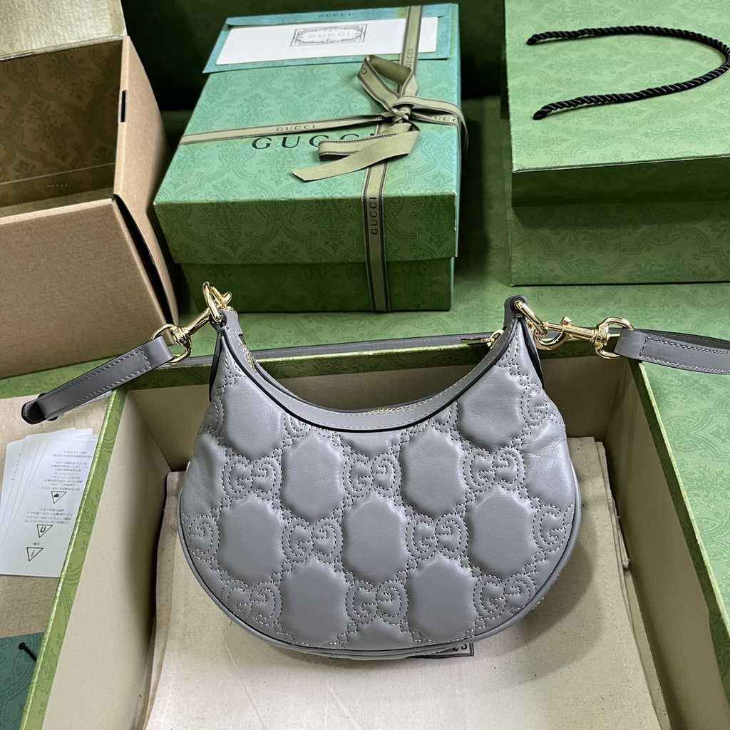 Gucci ‎739736 GG Matelassé mini bag in Gray leather