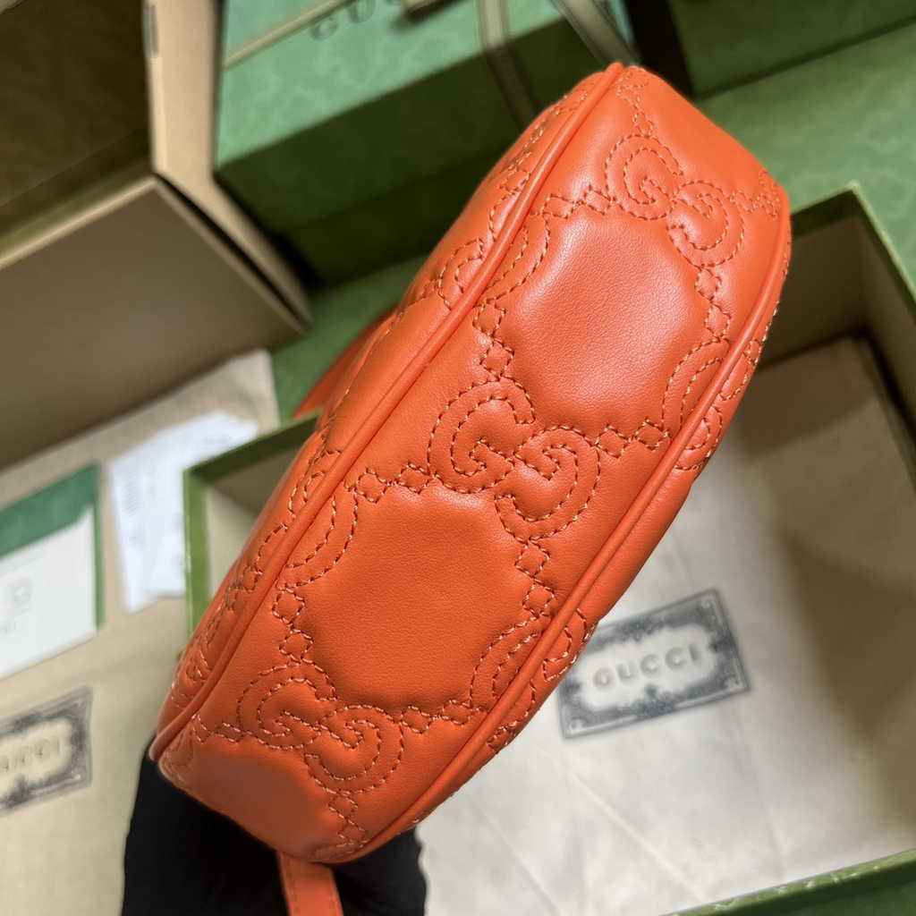 Gucci ‎739736 GG Matelassé mini bag in Orange leather