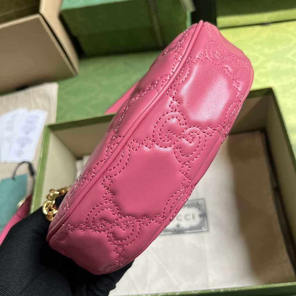 Gucci ‎739736 GG Matelassé mini bag in Plum leather