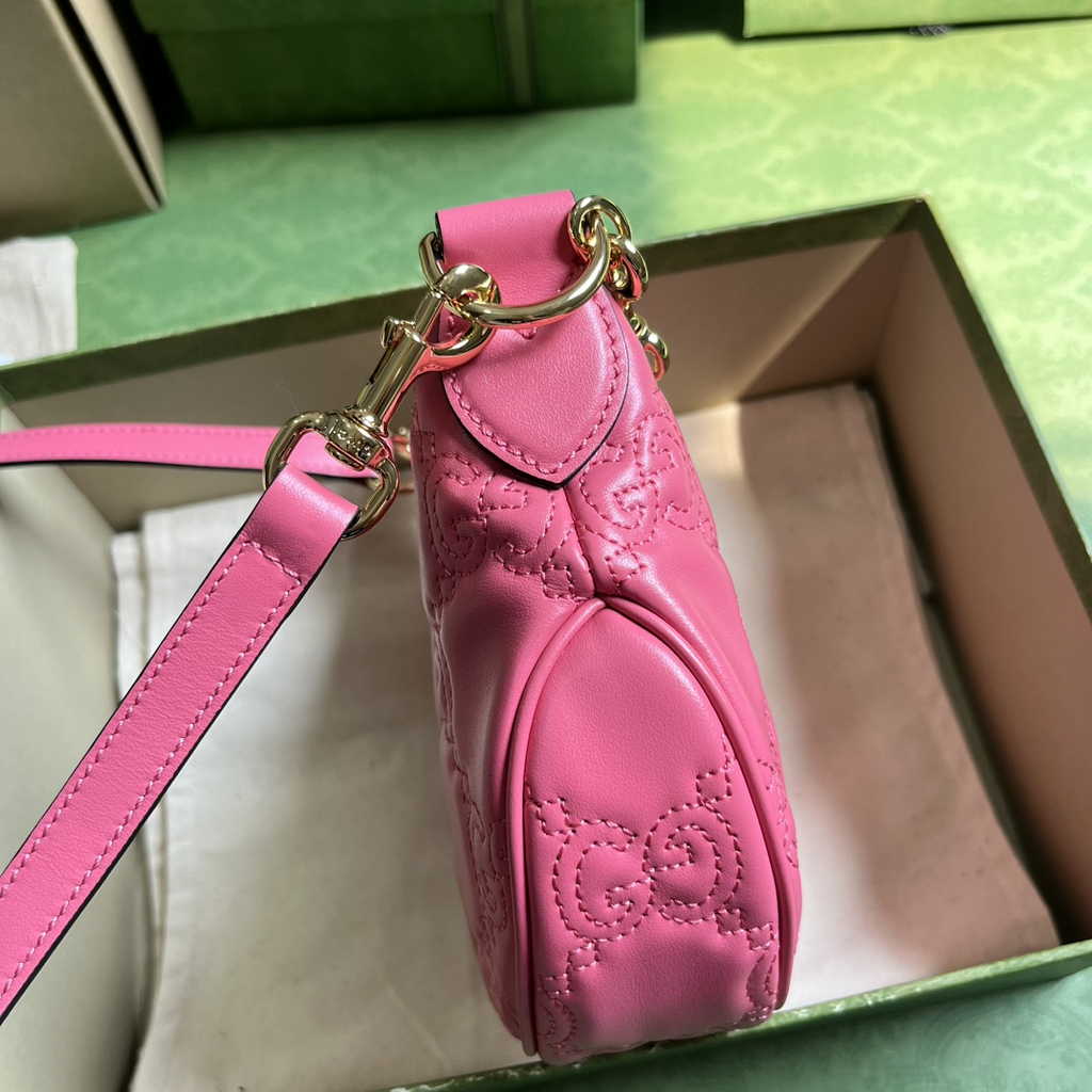 Gucci ‎739736 GG Matelassé mini bag in Plum leather