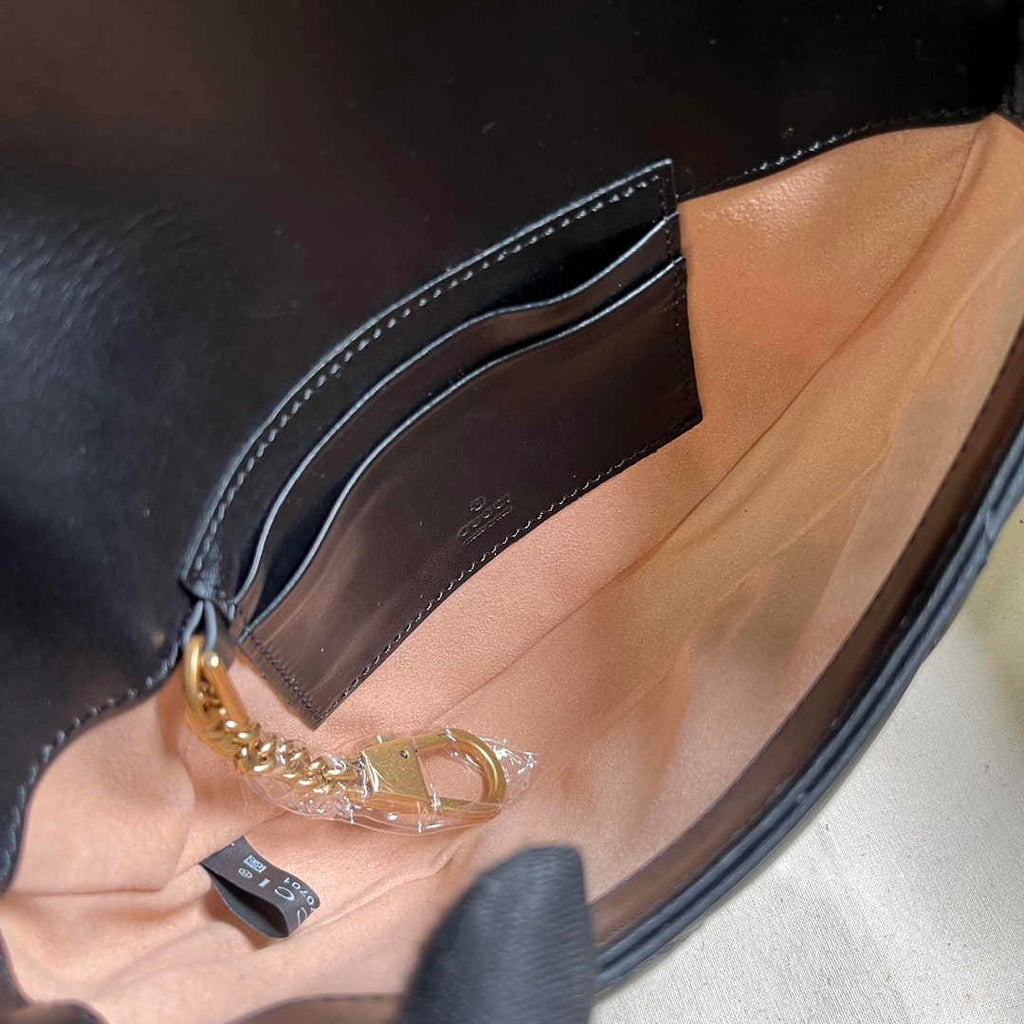 Gucci 746431 GG Marmont matelassé chain mini bag in black leather