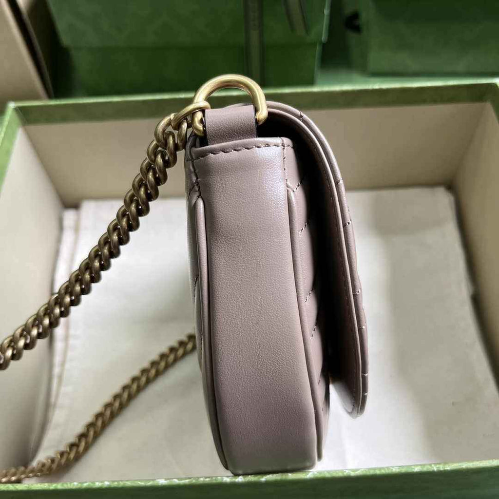 Gucci 746431 GG Marmont matelassé chain mini bag in light pink leather
