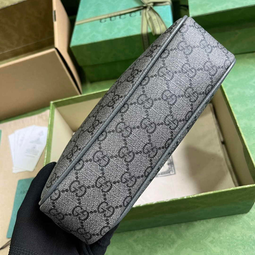 Gucci 760019 Ophidia GG toiletry case in grey and black Supreme