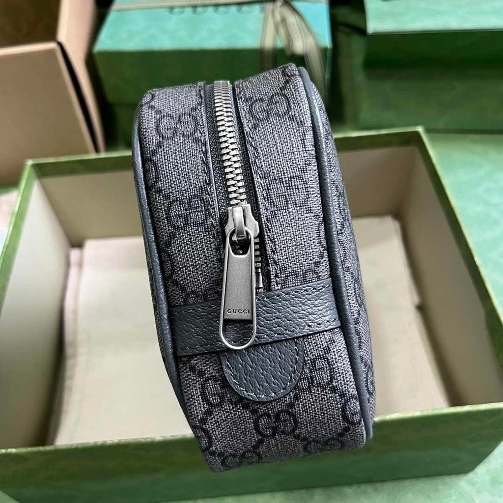 Gucci 760019 Ophidia GG toiletry case in grey and black Supreme