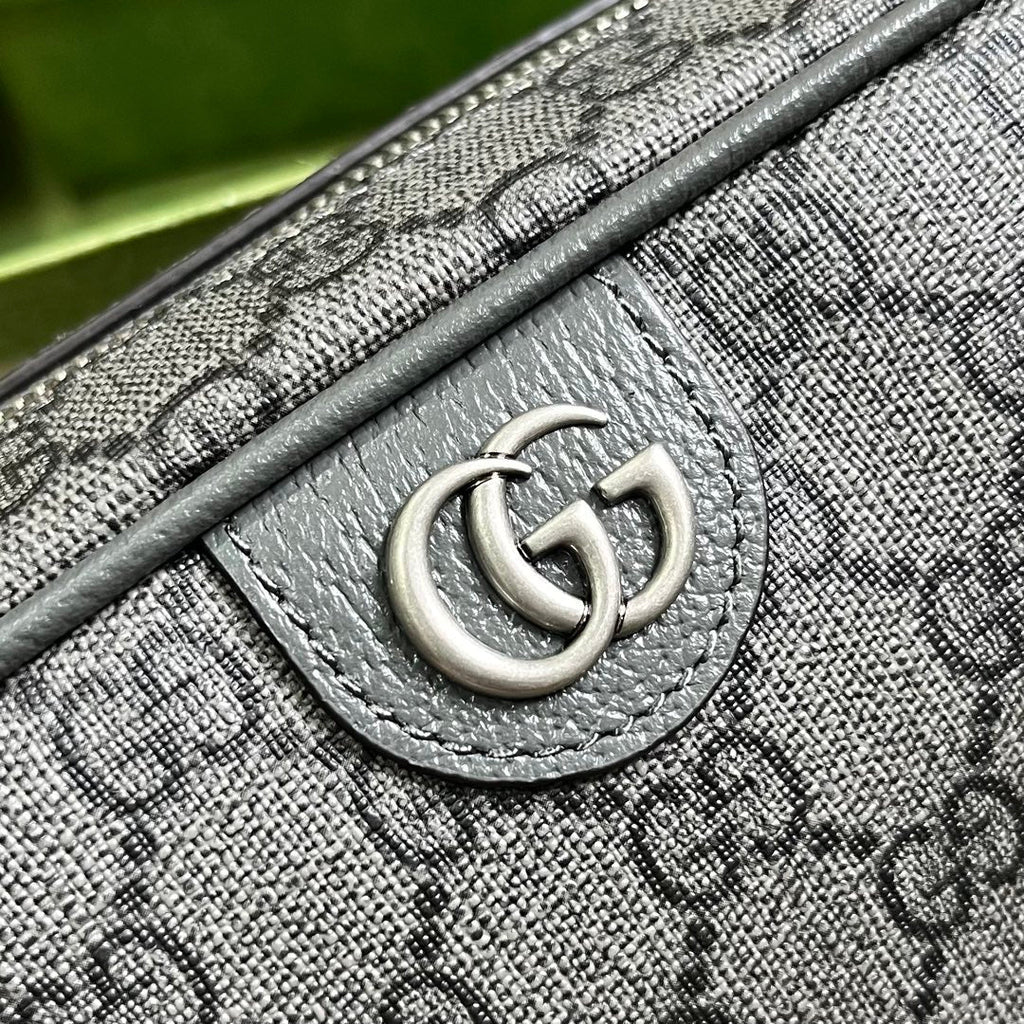 Gucci 760019 Ophidia GG toiletry case in grey and black Supreme