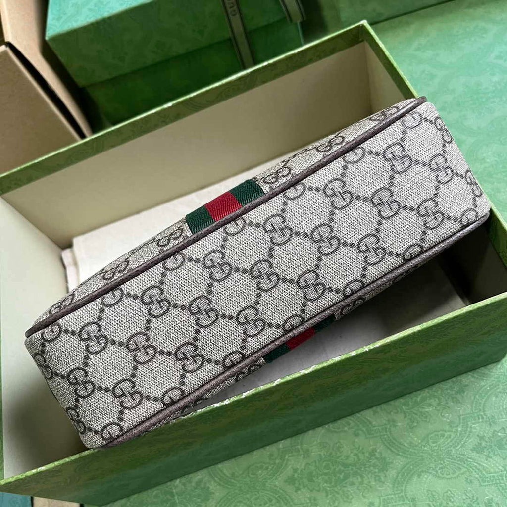 Gucci 760019 Savoy toiletry case with Web Beige and ebony GG Supreme canvas