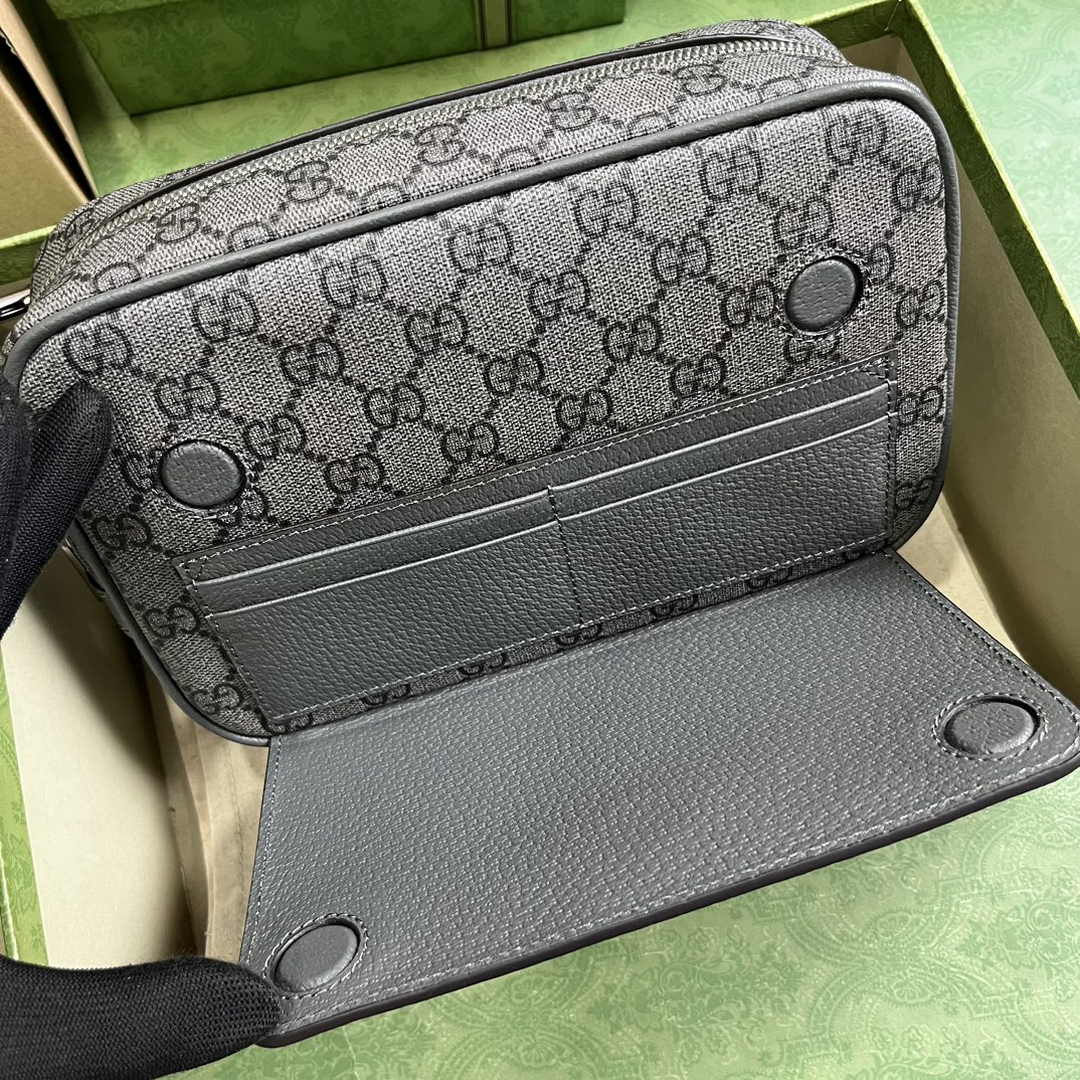 Gucci 760245 Ophidia GG pouch in Grey and black GG Supreme canvas