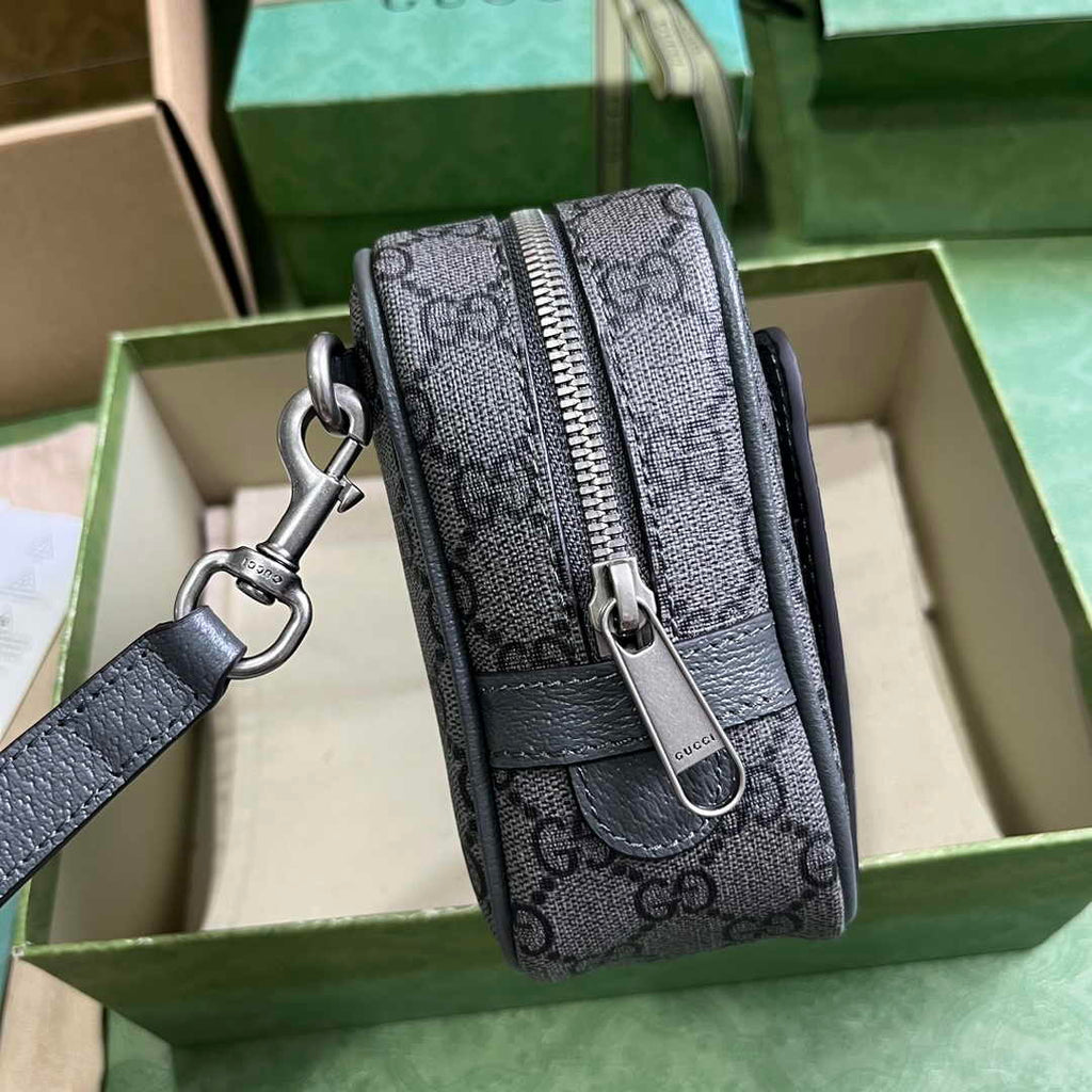 Gucci 760245 Ophidia GG pouch in Grey and black GG Supreme canvas