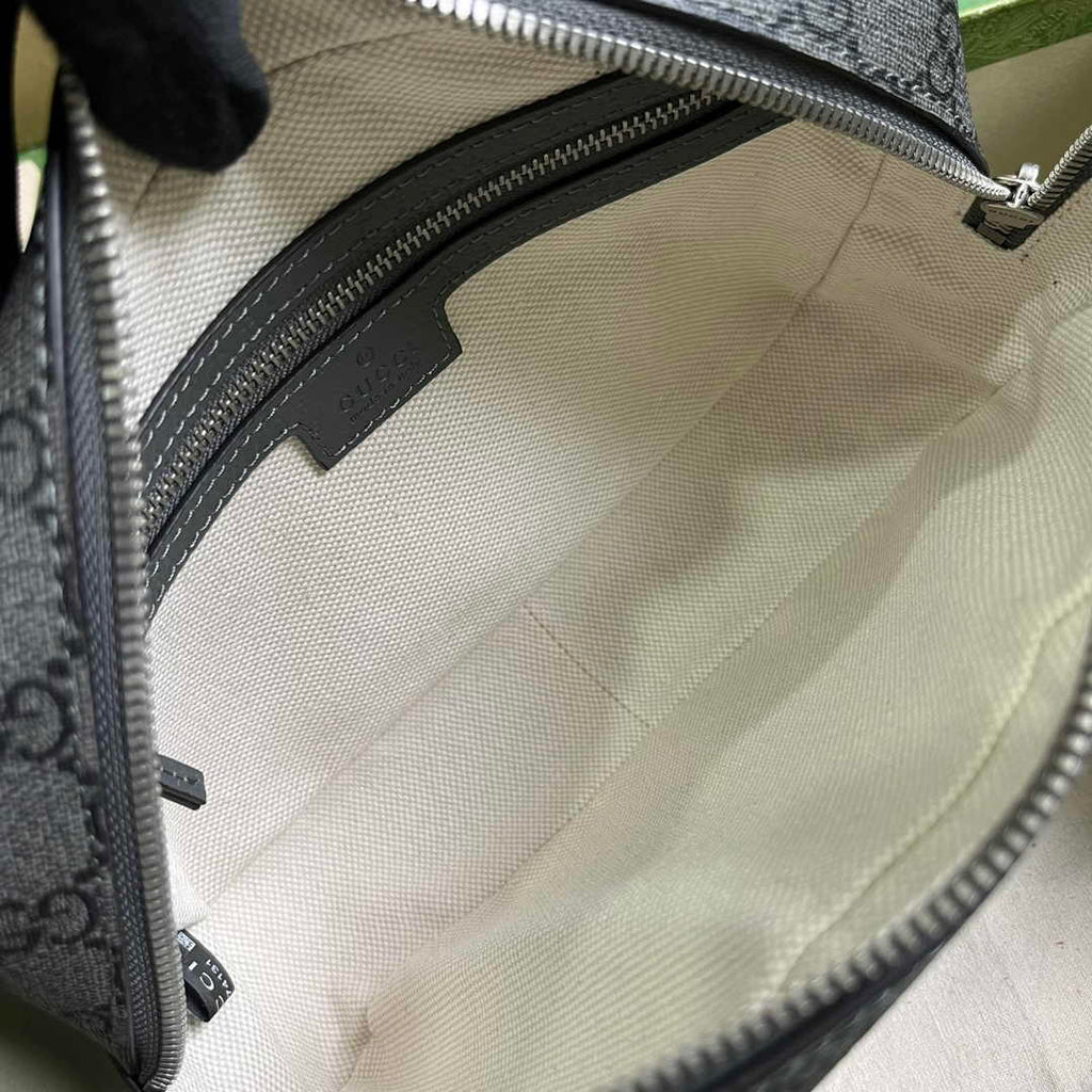 Gucci 760245 Ophidia GG pouch in Grey and black GG Supreme canvas
