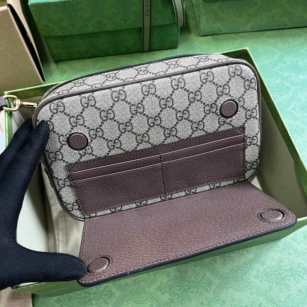 Gucci 760245 Ophidia GG pouch in beige and ebony Supreme