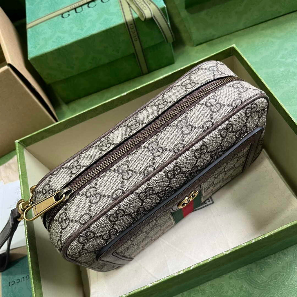 Gucci 760245 Ophidia GG pouch in beige and ebony Supreme