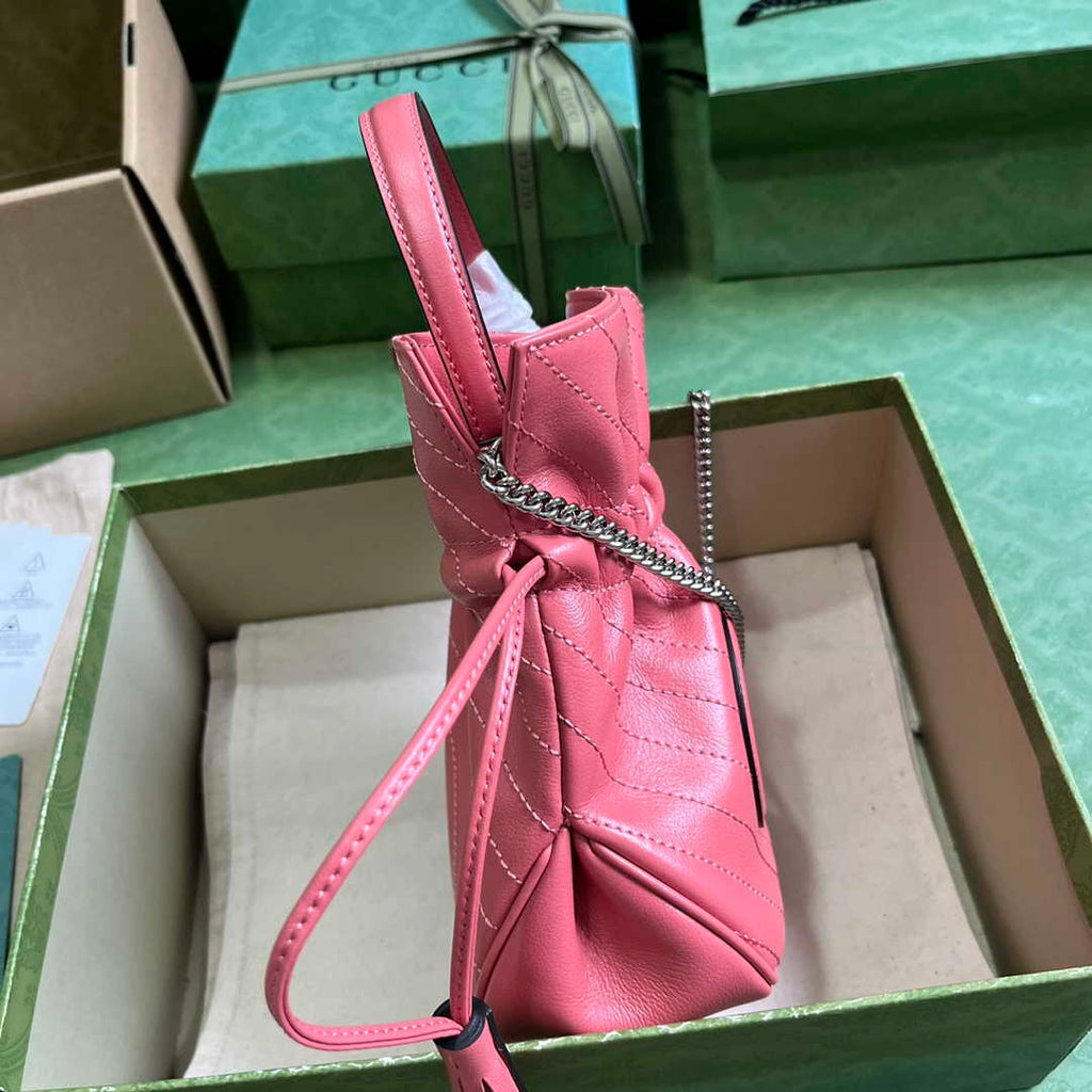 Gucci 760313 Blondie mini bucket bag in pink leather