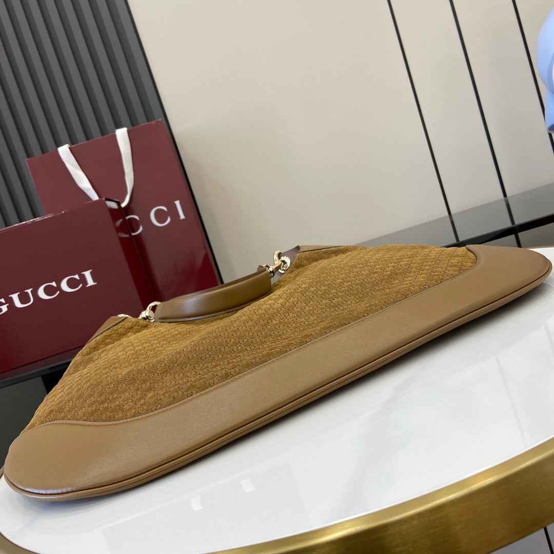 Gucci B large shoulder bag, 815924 in brown GG suede