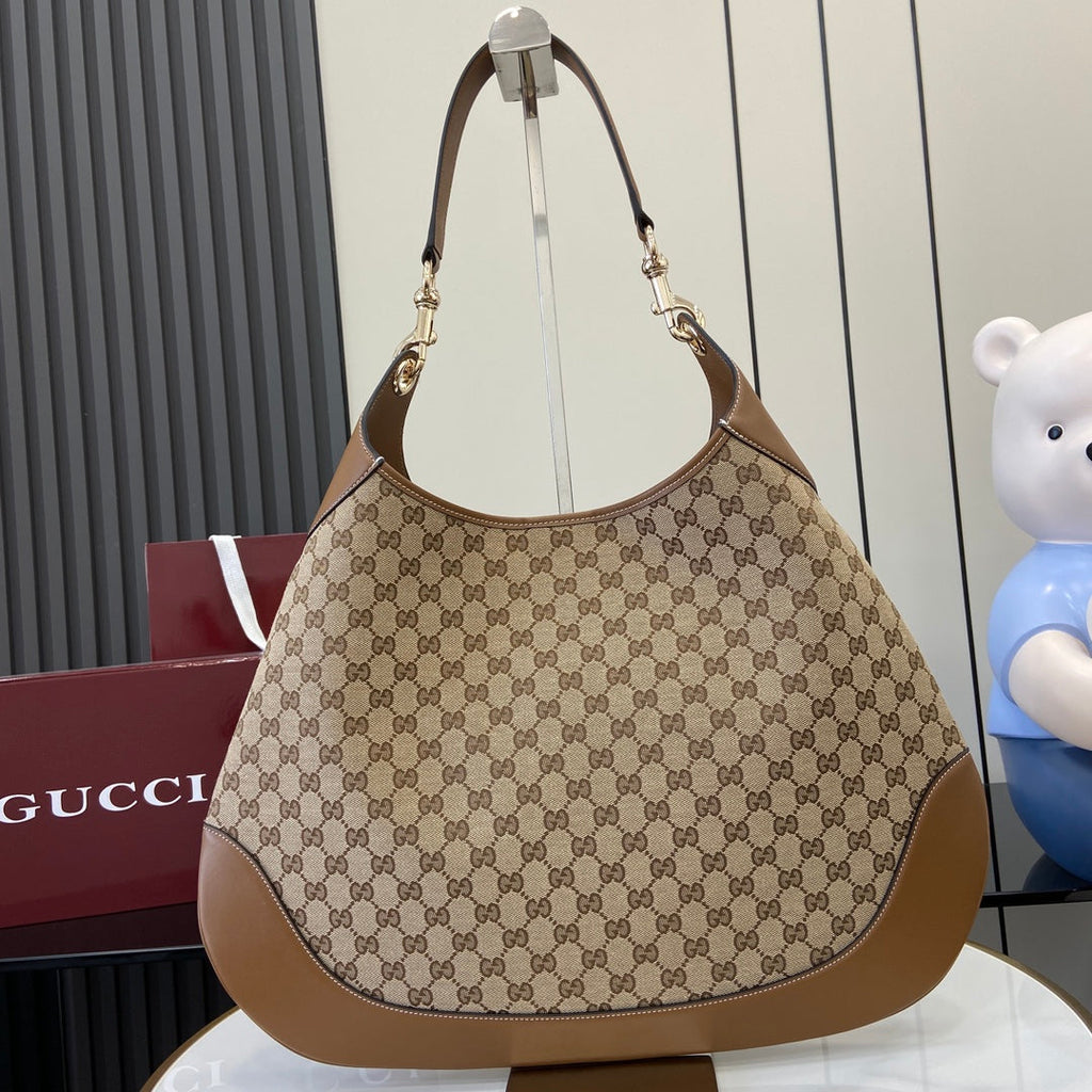 Gucci B large shoulder bag, 815924 in beige and dark brown