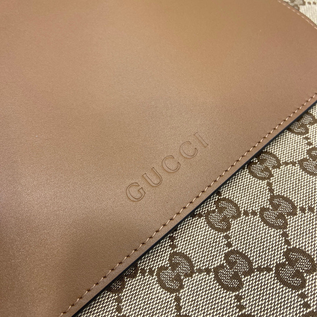 Gucci B large shoulder bag, 815924 in beige and dark brown