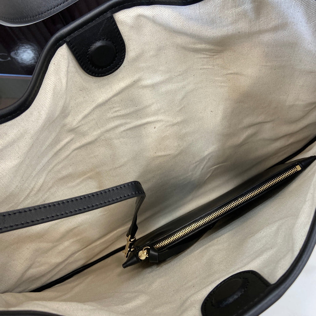Gucci B Large shoulder bag, 815924 in natural canvas black leather