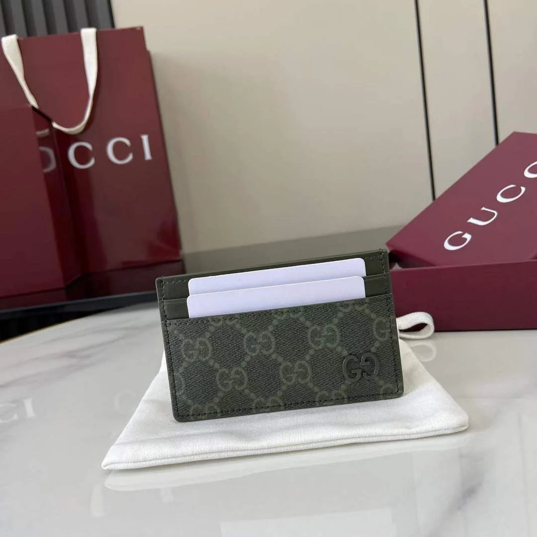 Gucci Bi-color GG card case 768248 green leather