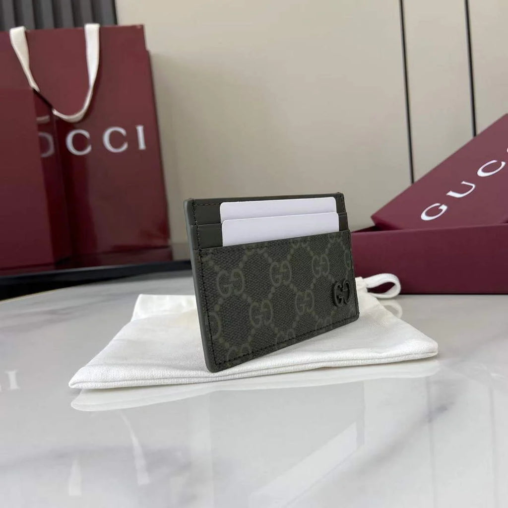 Gucci Bi-color GG card case 768248 green leather