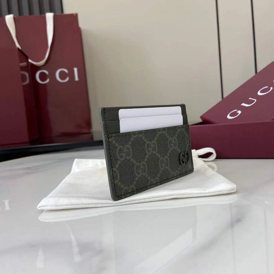 Gucci Bi-color GG card case 768248 green leather