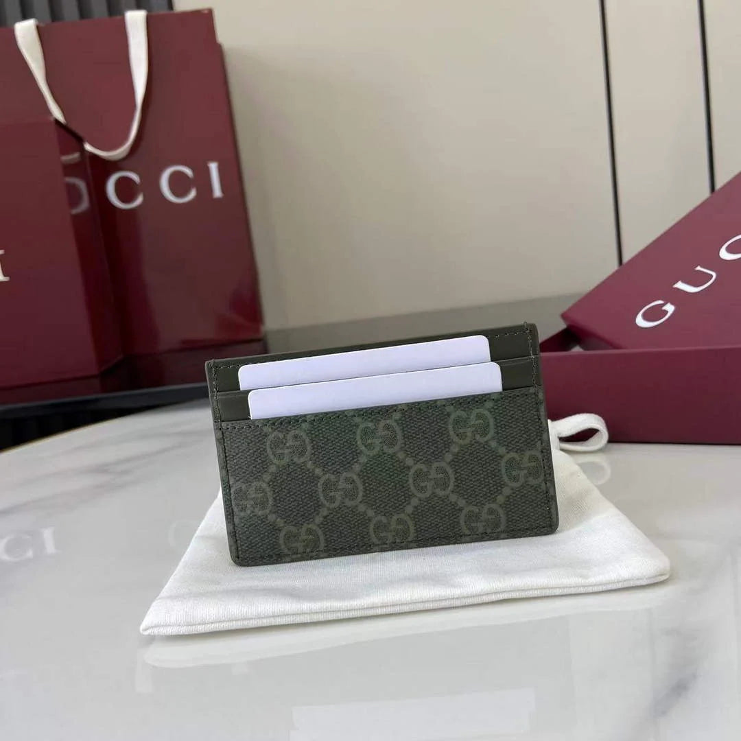 Gucci Bi-color GG card case 768248 green leather