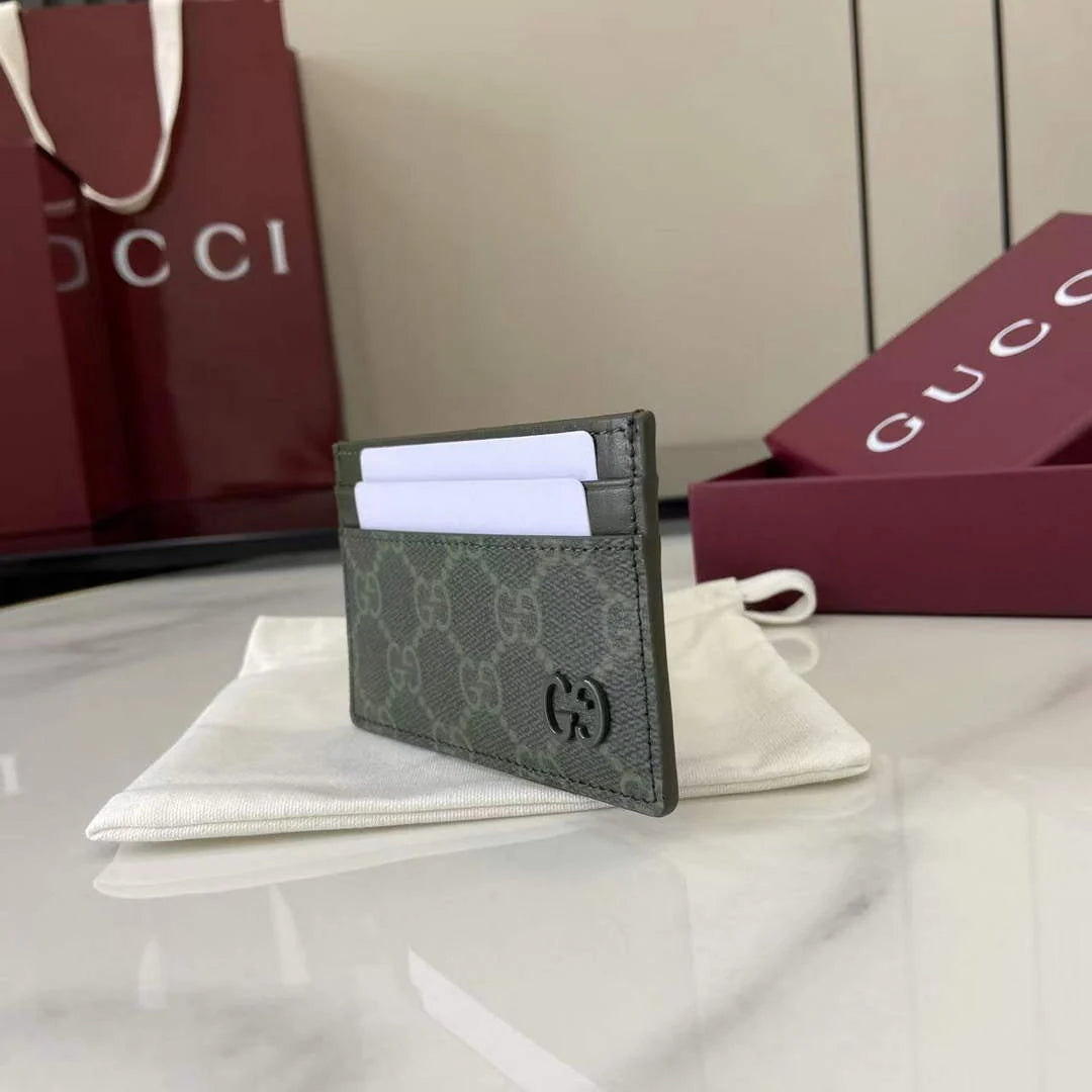 Gucci Bi-color GG card case 768248 green leather