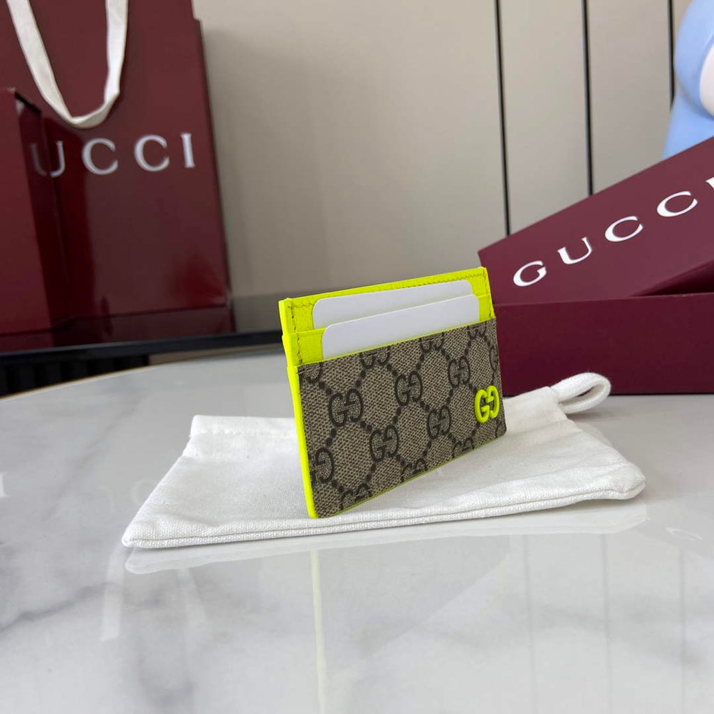 Gucci Bi-color GG card case 768248 green leather