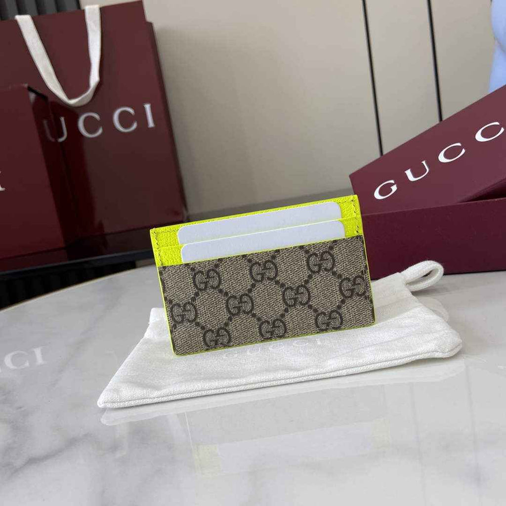 Gucci Bi-color GG card case 768248 green leather