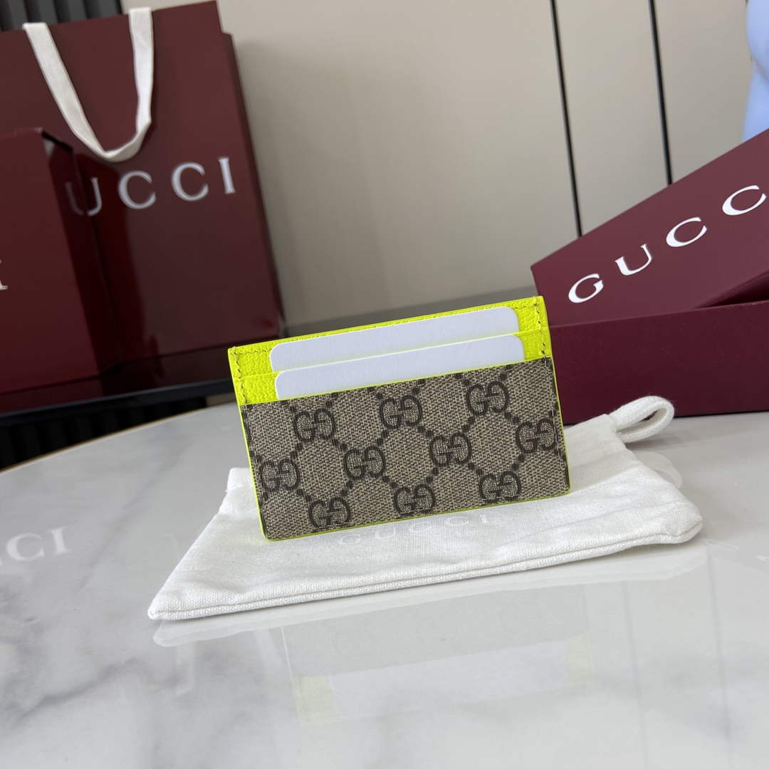 Gucci Bi-color GG card case 768248 green leather