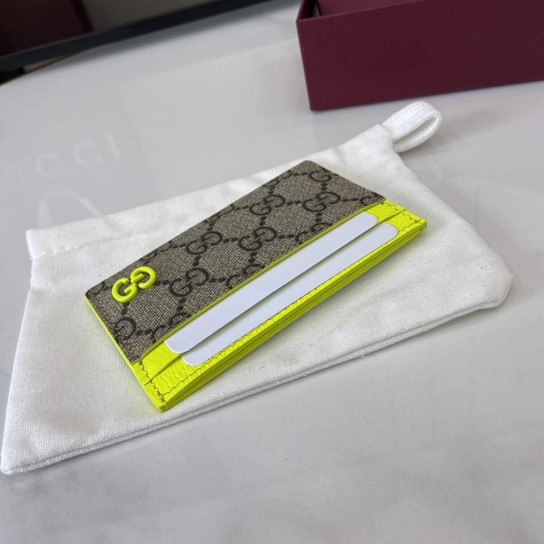 Gucci Bi-color GG card case 768248 green leather