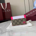 Gucci Bi-color GG card case 768248 pink leathe