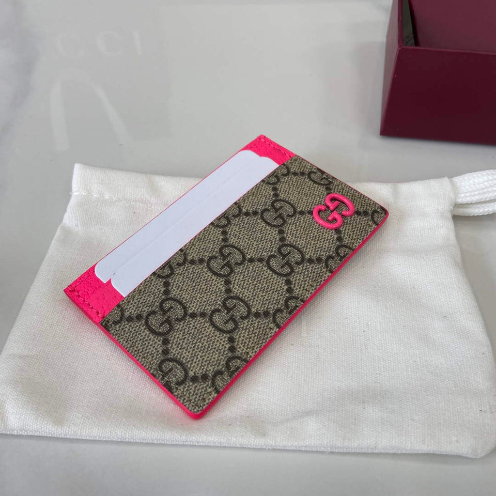 Gucci Bi-color GG card case 768248 pink leathe
