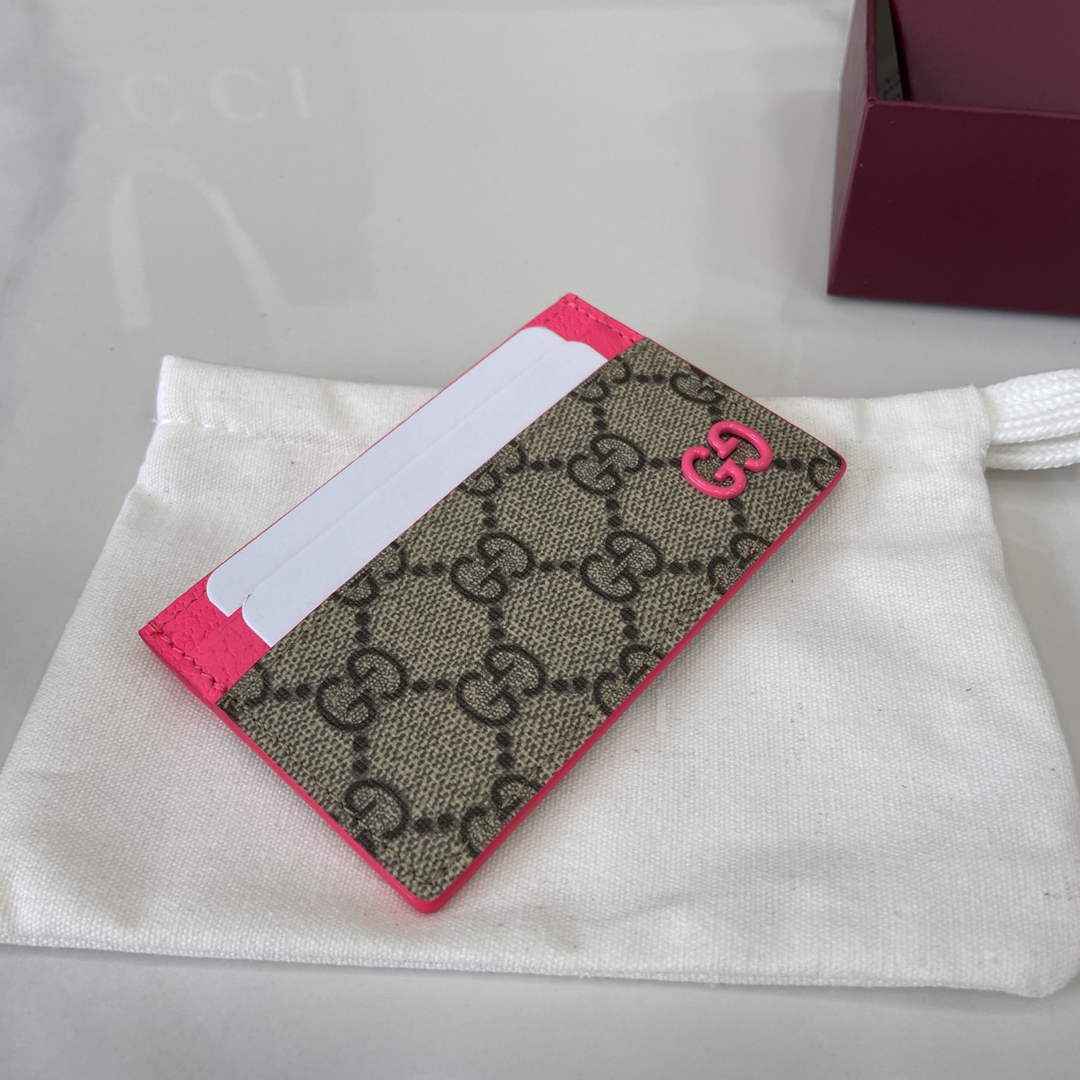 Gucci Bi-color GG card case 768248 pink leathe