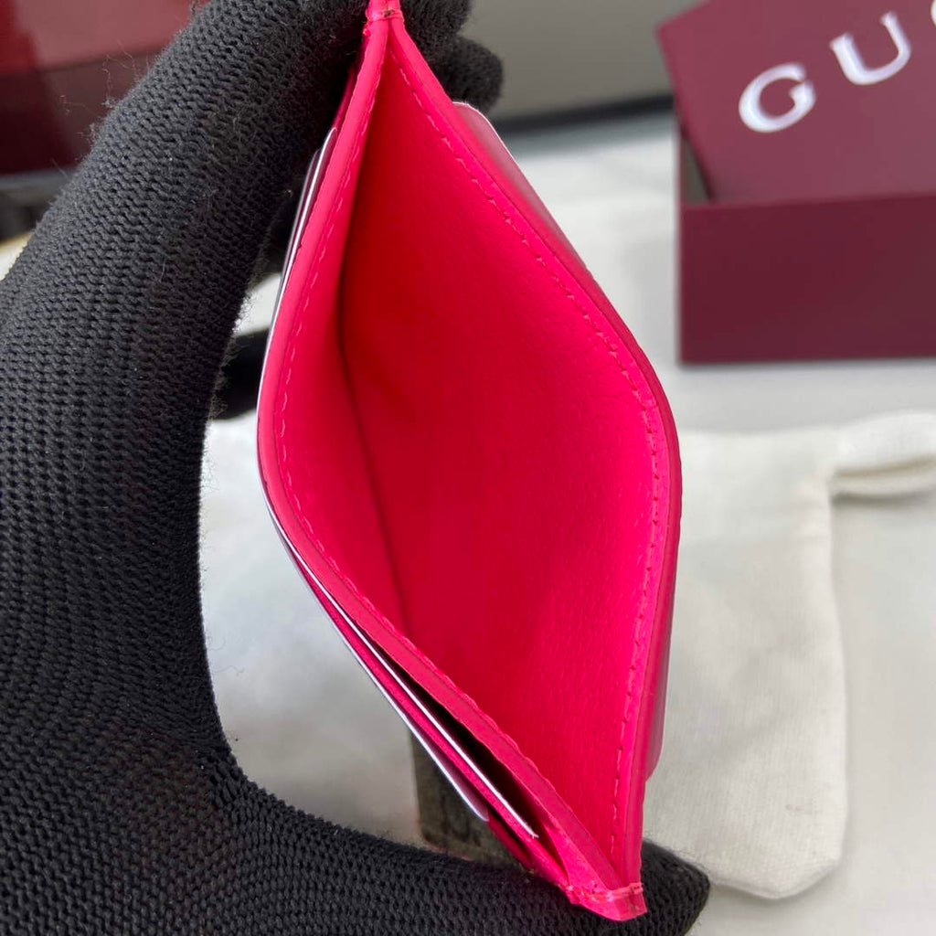Gucci Bi-color GG card case 768248 pink leathe